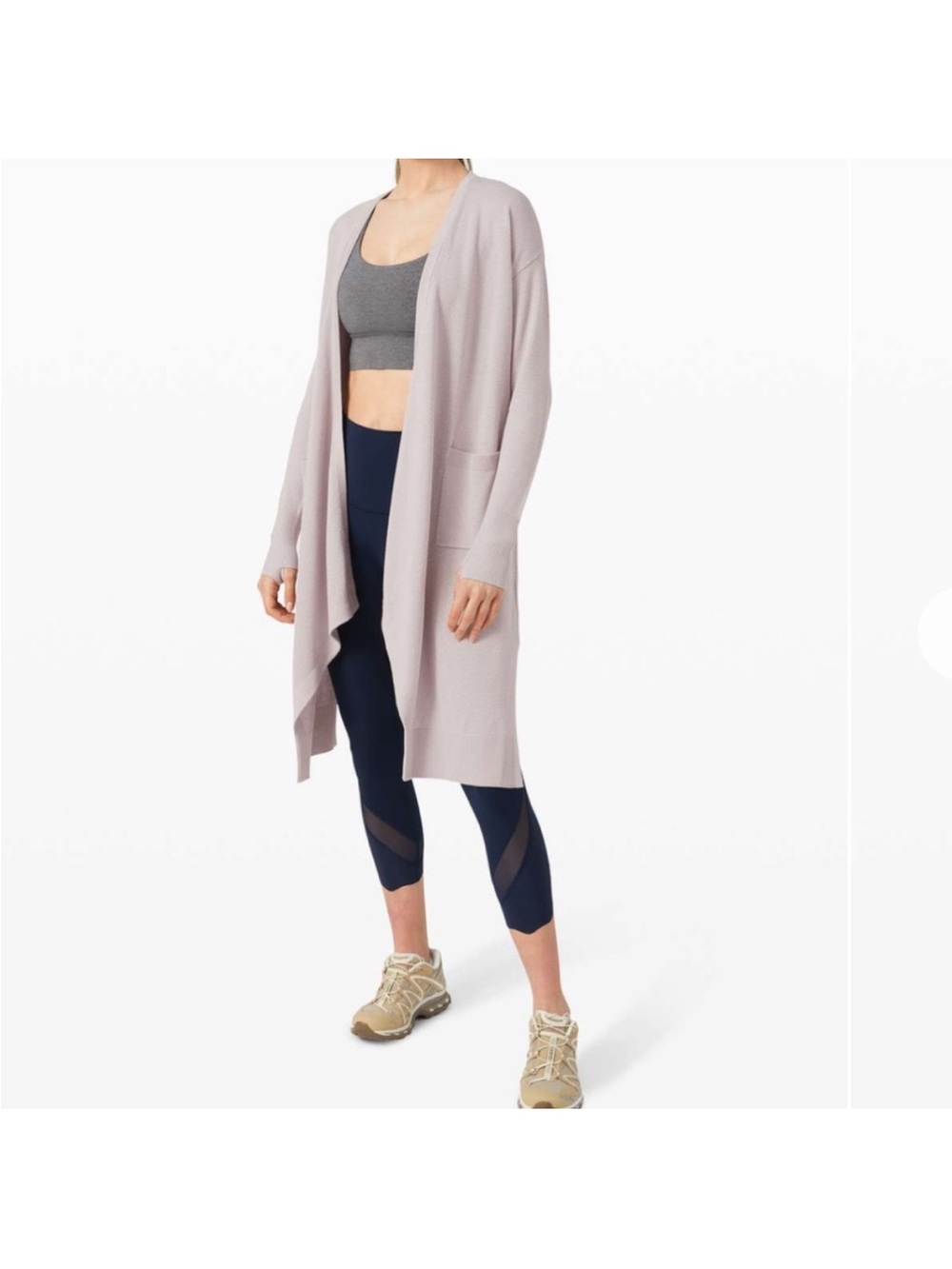Lululemon Lunar Lengths Cashmere Blend Wrap Sweater Iced Iris pale purple Sz 4